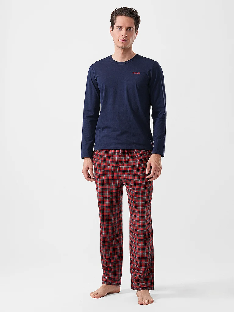 Polo Ralph Lauren Pijama Lungă Bleumarin / Verde îNchis / RoșU-image